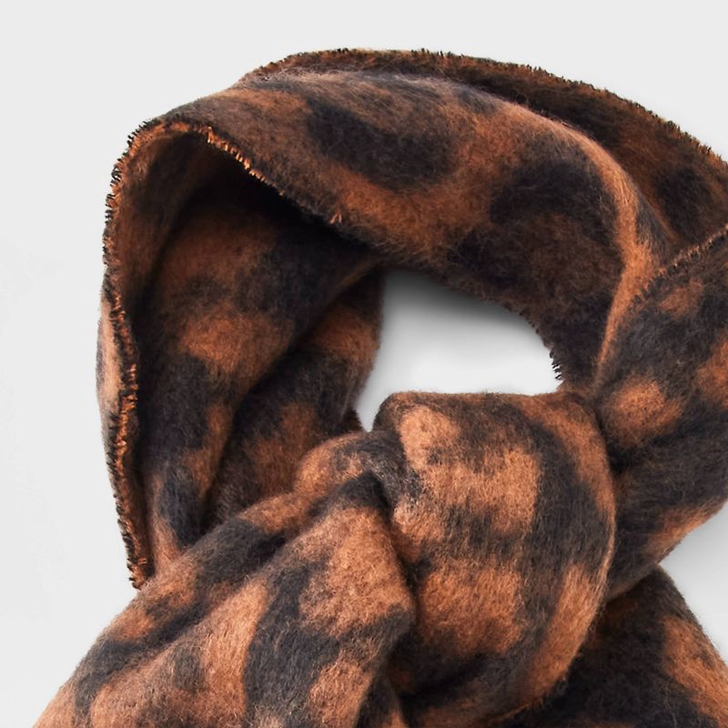 slide 3 of 3, Lofty Woven Leopard Scarf - Universal Thread™ Dark Brown, 1 ct