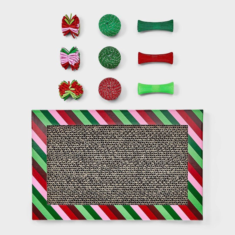 slide 2 of 3, Cat Scratch Pad and Ball Toy Set - 10pcs - Boots & Barkley™, 10 ct