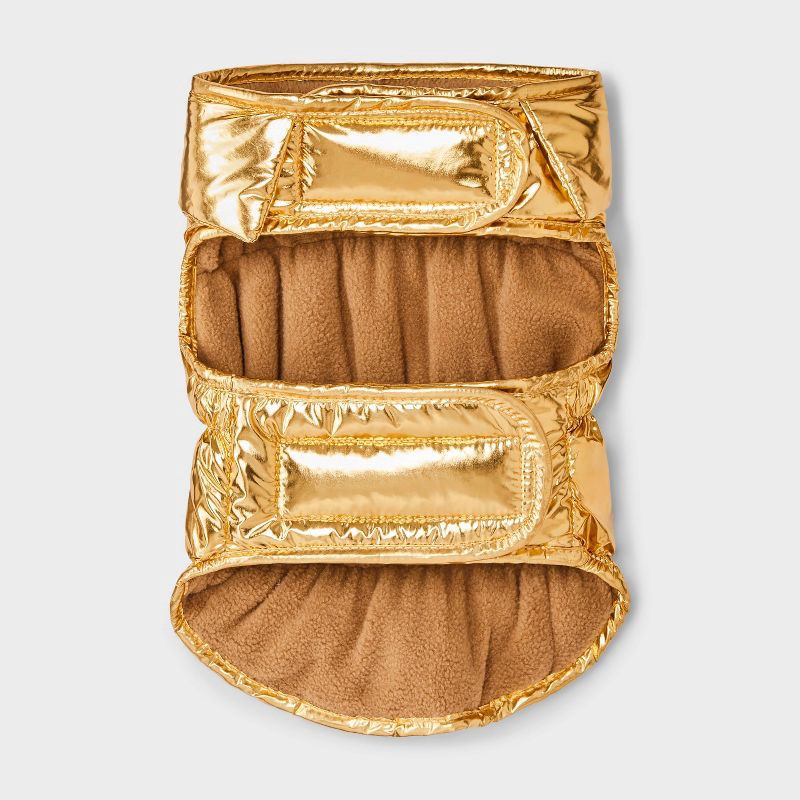 slide 3 of 6, Puffer Dog Vest - Boots & Barkley™ Metallic Gold S, 1 ct