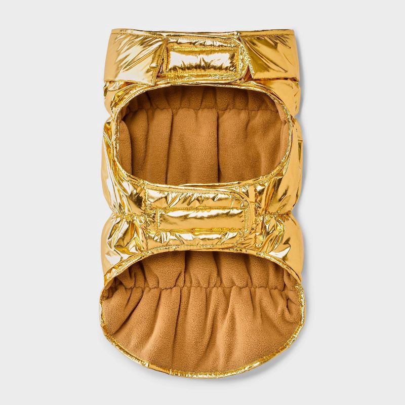 slide 3 of 6, Puffer Dog Vest - Boots & Barkley™ Metallic Gold L, 1 ct