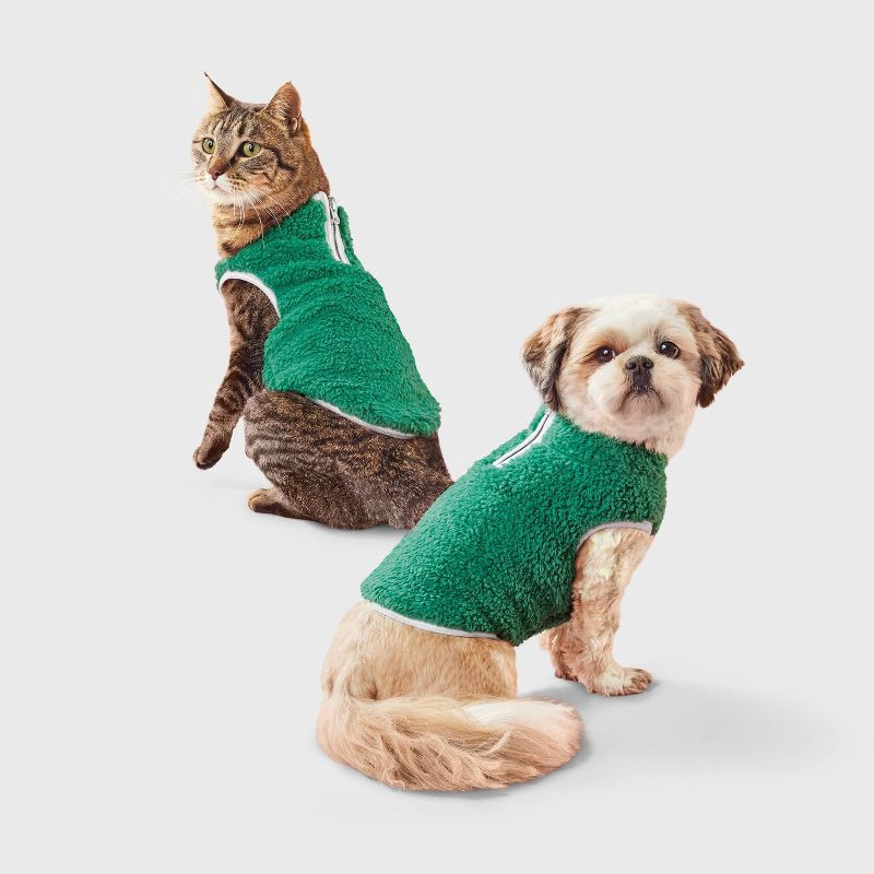 slide 1 of 5, Faux Shearling Dog and Cat Vest - Boots & Barkley™ Green XS, 1 ct