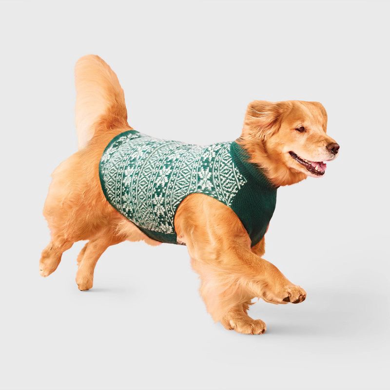 slide 1 of 6, Fair Isle Dog Sweater - Boots & Barkley™ Green L, 1 ct