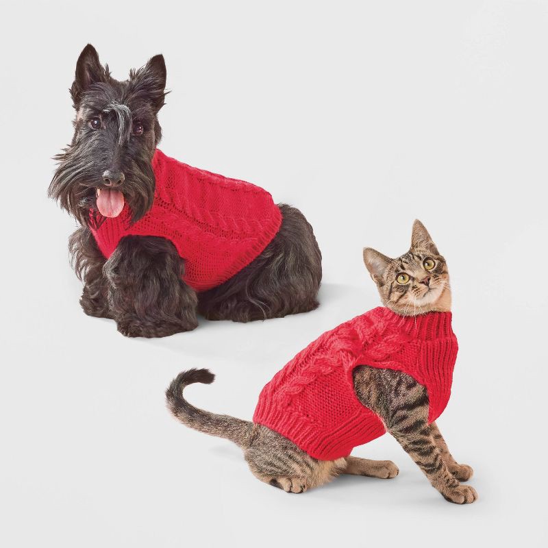 slide 1 of 3, Cableknit Dog and Cat Sweater - Boots & Barkley™ XS, 1 ct