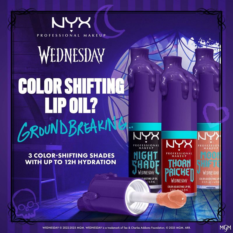 slide 7 of 10, NYX Professional Makeup Wednesday Color-Shifting Lip Oil - Nightshade - 0.16 fl oz, 0.16 fl oz