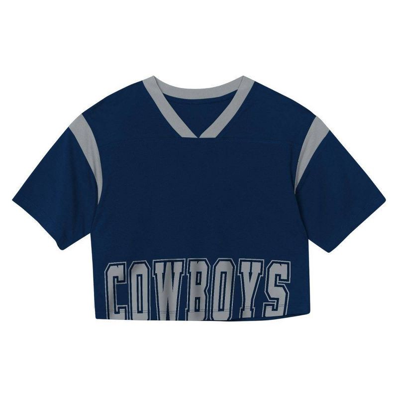 slide 2 of 3, NFL Dallas Cowboy Women's Short Sleeve Fashion Crop Jersey - L, 1 ct
