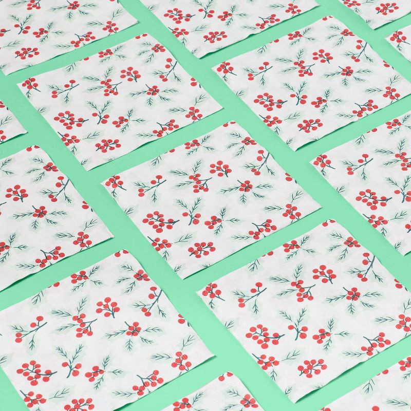 slide 2 of 3, Holiday Disposable Napkin - Holly - 40ct - up&up™, 40 ct