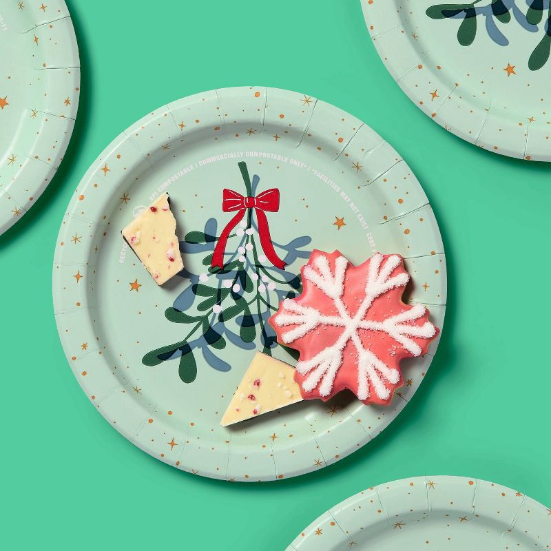 slide 2 of 3, Holiday Disposable Plates - Holly - 7" - 40ct - up&up™, 40 ct