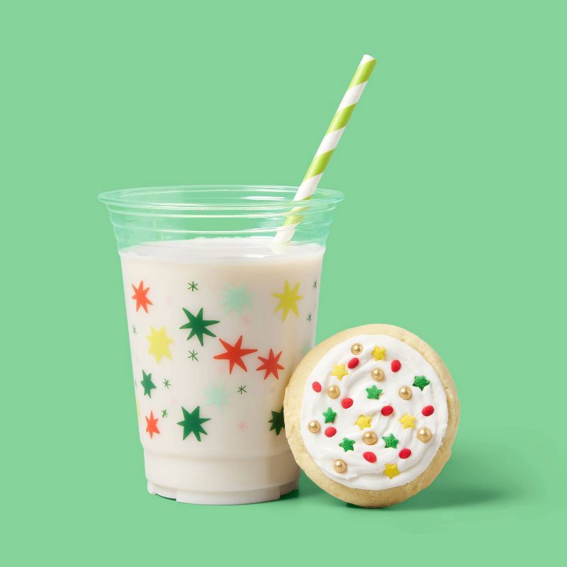 slide 2 of 3, Holiday Disposable Clear Cup - Quilted Star - 18oz/30ct - up&up™, 18 oz, 30 ct