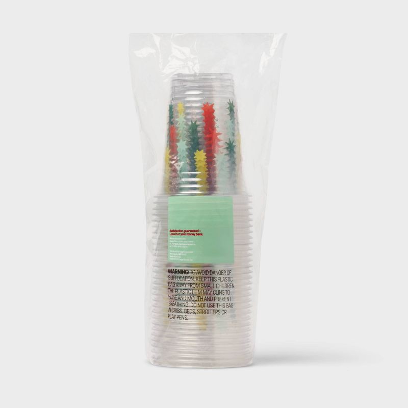 slide 3 of 3, Holiday Disposable Clear Cup - Quilted Star - 18oz/30ct - up&up™, 18 oz, 30 ct