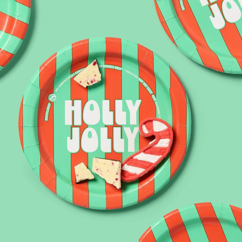 slide 2 of 3, Holiday Disposable Plates - Holly Jolly - 7" - 40ct - up&up™, 40 ct
