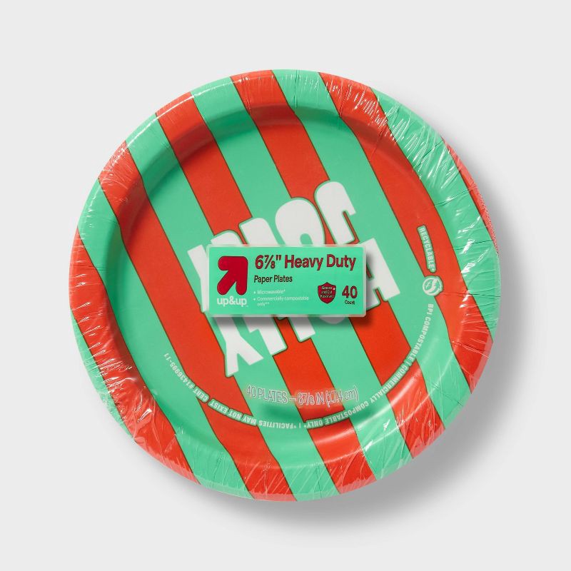 slide 1 of 3, Holiday Disposable Plates - Holly Jolly - 7" - 40ct - up&up™, 40 ct