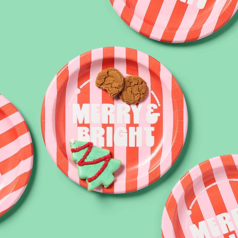 slide 2 of 3, Holiday Disposable Plates - Merry & Bright - 8.5" - 38ct - up&up™, 38 ct