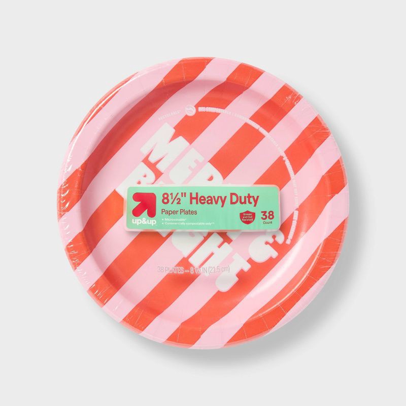 slide 1 of 3, Holiday Disposable Plates - Merry & Bright - 8.5" - 38ct - up&up™, 38 ct