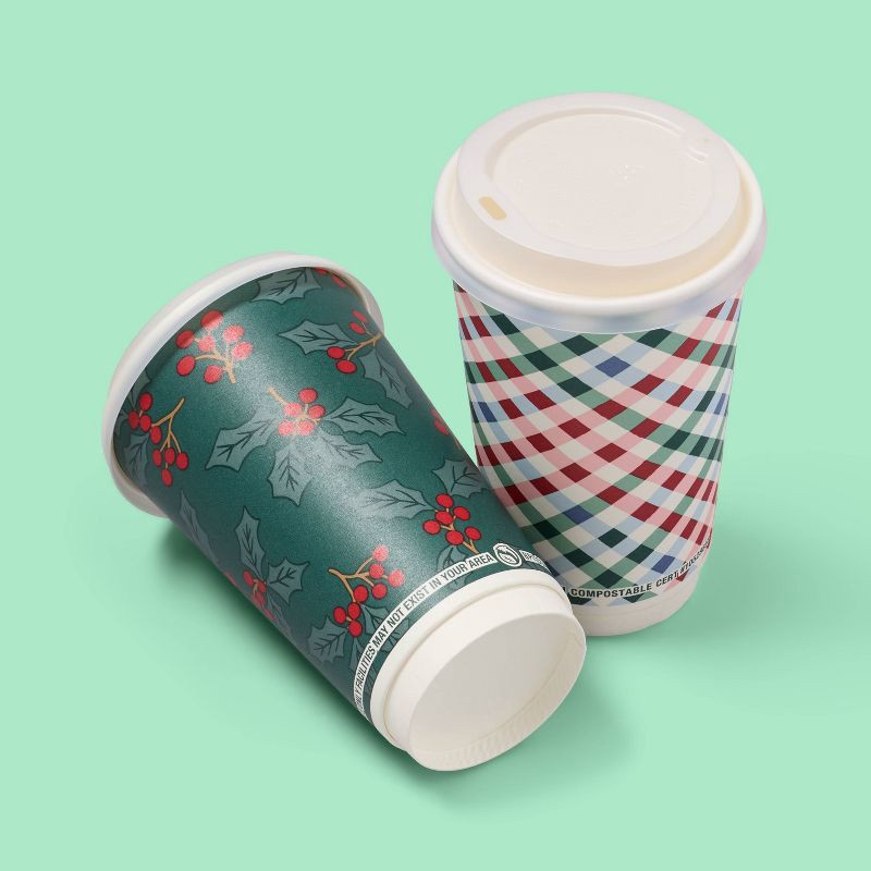 slide 2 of 3, Holiday Disposable Drinkware Hot Cup - Red Green - 16oz/8ct - up&up™, 8 ct; 16 oz