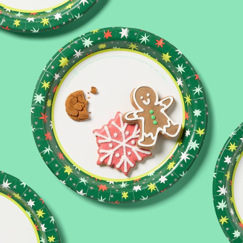 slide 2 of 3, Holiday Disposable Plates - Quilted Star - 10" - 24ct - up&up™, 24 ct