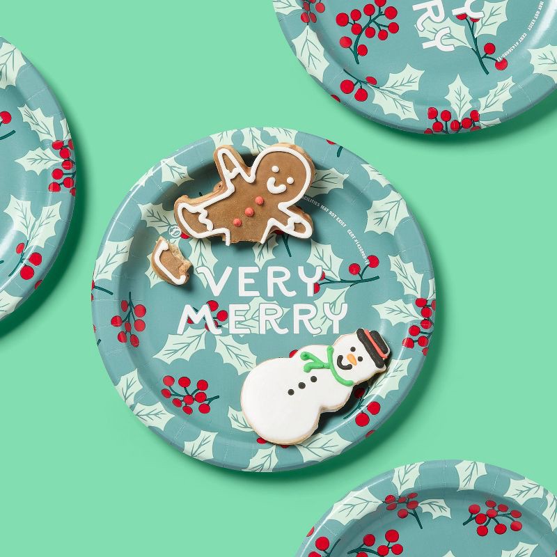 slide 2 of 3, Holiday Disposable Plates - Holly - 8.5" - 38ct - up&up™, 38 ct