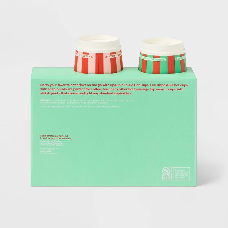 slide 3 of 3, Holiday Disposable Drinkware Hot Cup - Brights Stripe - 16oz/8ct - up&up™, 8 ct; 16 oz