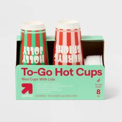 Holiday Disposable Drinkware Hot Cup - Brights Stripe - 16oz/8ct - up&up™