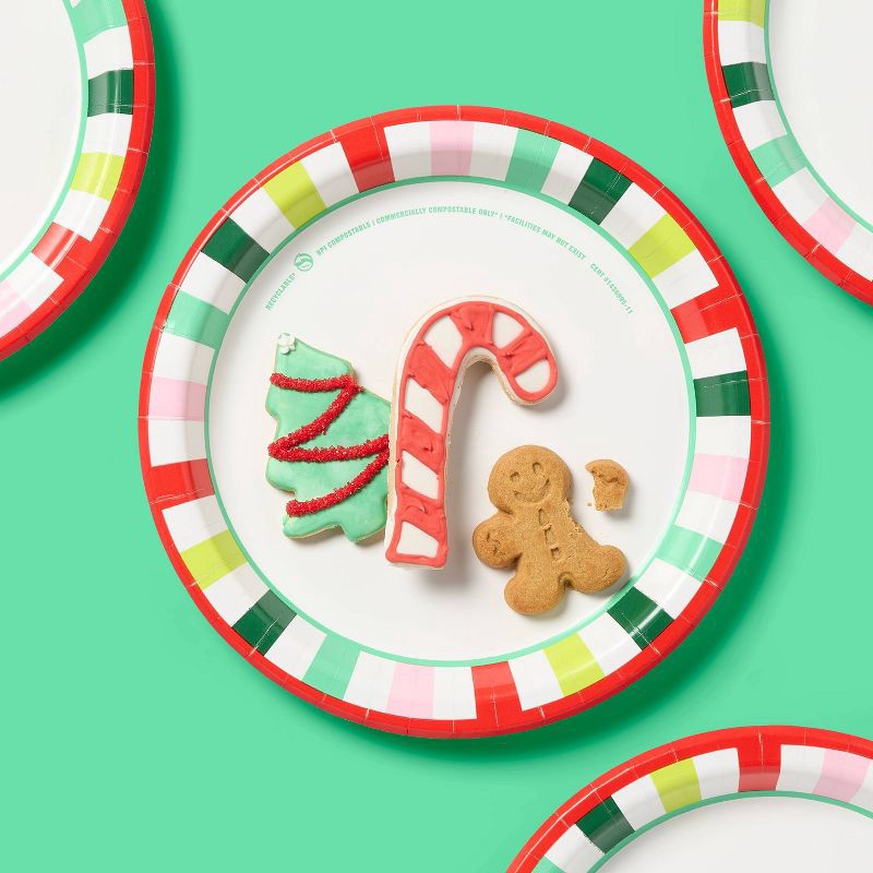 slide 2 of 3, Holiday Disposable Plates - Brights Stripe - 10" - 24ct - up&up™, 24 ct