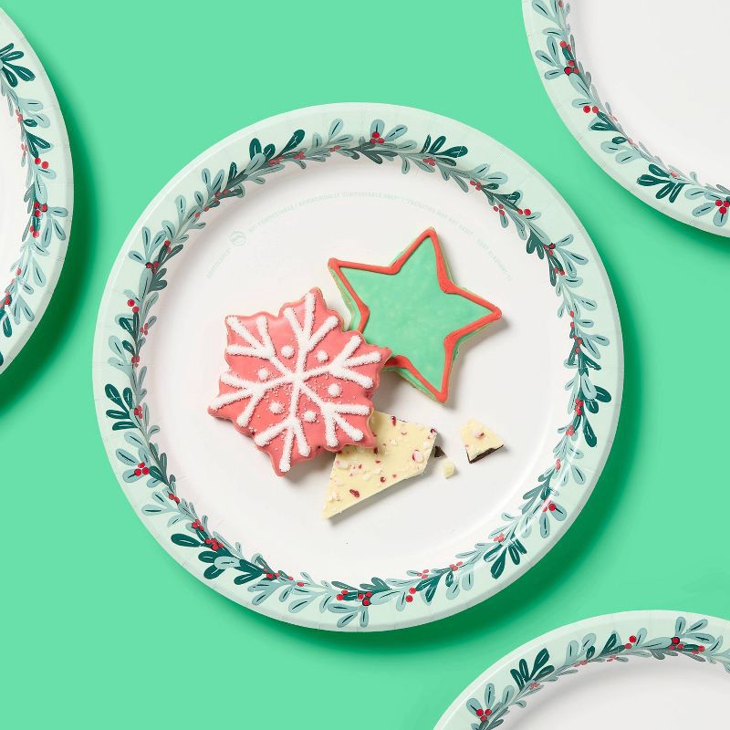 slide 2 of 3, Holiday Disposable Plates - Holly - 10" - 24ct - up&up™, 24 ct