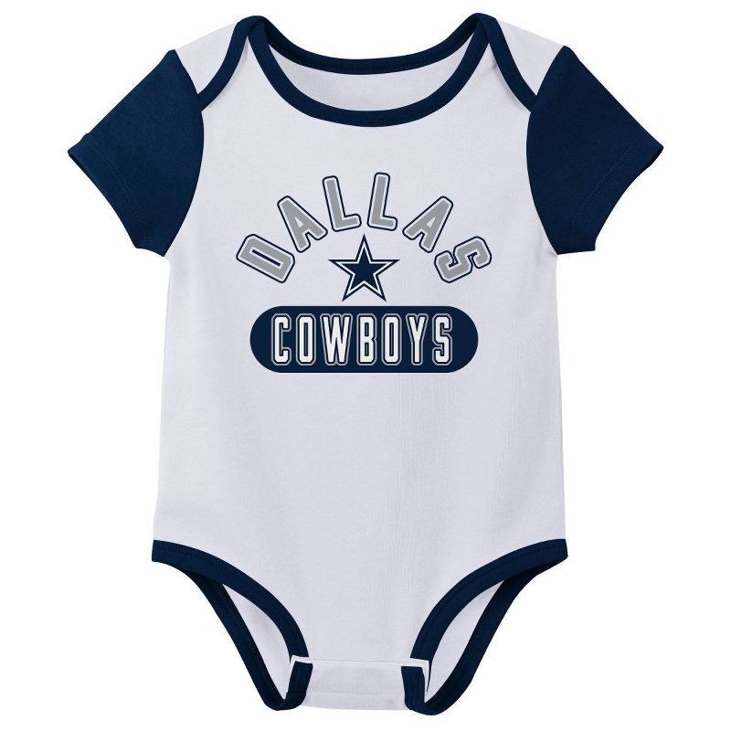 slide 2 of 4, NFL Dallas Cowboy Boys' White 3pk Bodysuits - 3-6M, 3 ct
