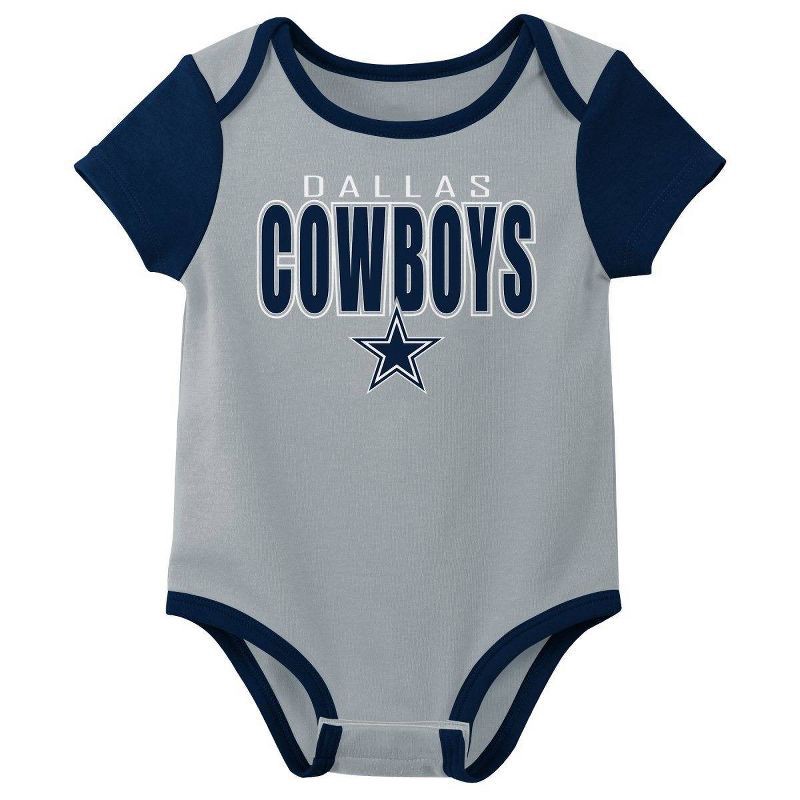 slide 3 of 4, NFL Dallas Cowboy Boys' White 3pk Bodysuits - 3-6M, 3 ct