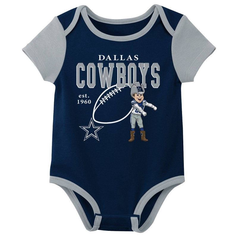 slide 4 of 4, NFL Dallas Cowboy Boys' White 3pk Bodysuits - 3-6M, 3 ct