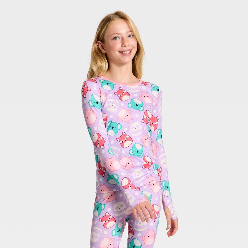 slide 3 of 4, Warm Essentials by Cuddl Duds Girls' Squishmallows Thermal Underwear Set - Lavender S, 1 ct