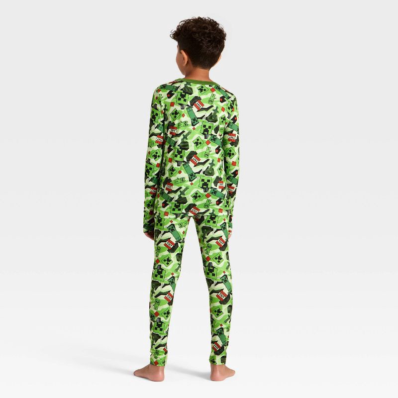 slide 2 of 4, Warm Essentials by Cuddl Duds Boys' Minecraft Thermal Underwear Set - Green L, 1 ct