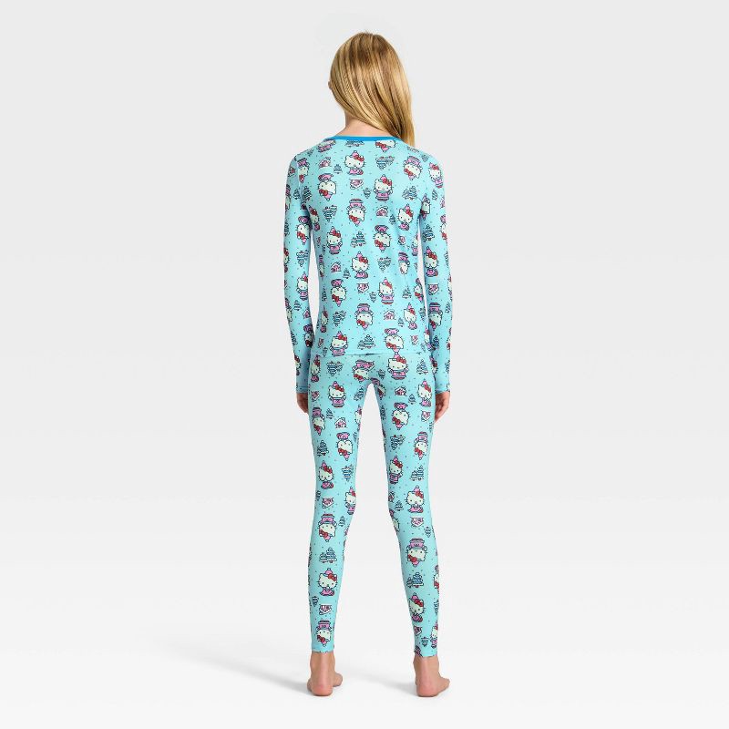slide 2 of 4, Warm Essentials by Cuddl Duds Girls' Hello Kitty Thermal Underwear Set - Aqua Blue S, 1 ct