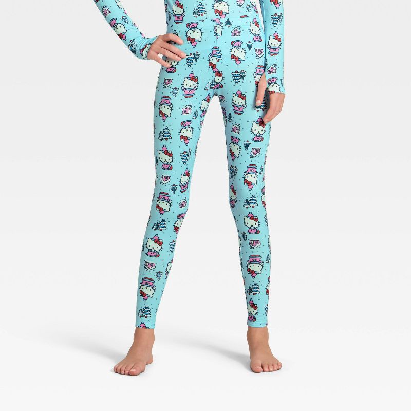 slide 4 of 4, Warm Essentials by Cuddl Duds Girls' Hello Kitty Thermal Underwear Set - Aqua Blue M, 1 ct
