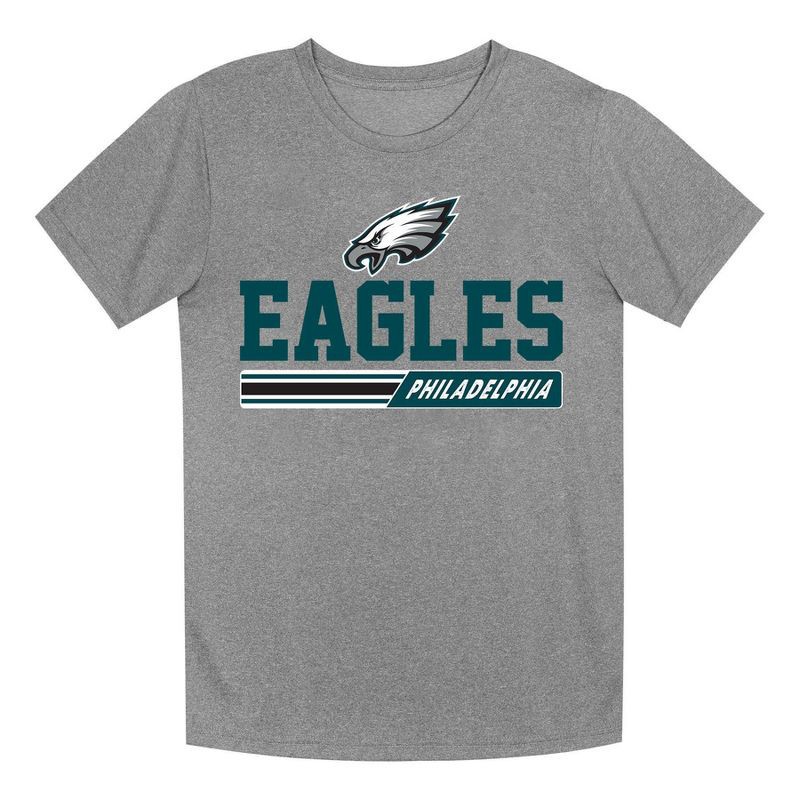 slide 1 of 1, NFL Philadelphia Eagles Boys' Gray Heather Short Sleeve Poly T-Shirt - XL, 1 ct