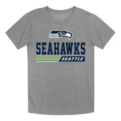 NFL Seattle Seahawks Boys' Gray Heather Short Sleeve Poly T-Shirt - L