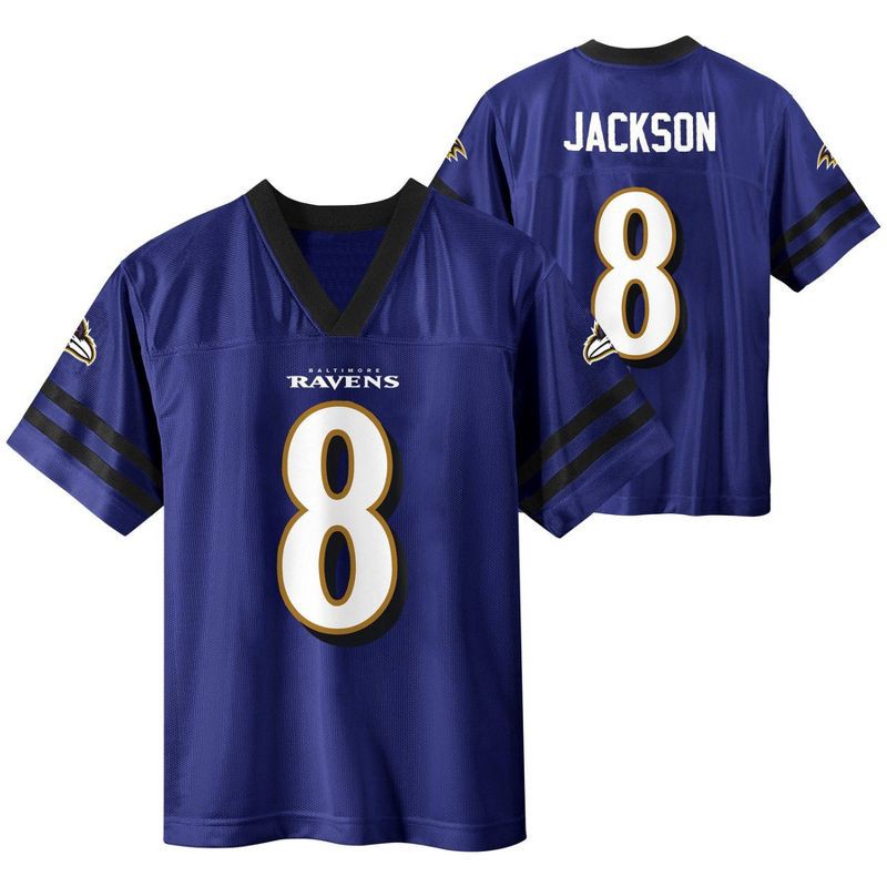 slide 1 of 3, NFL Baltimore Ravens Lamar Jackson Boys' Short Sleeve Jersey - L, 1 ct