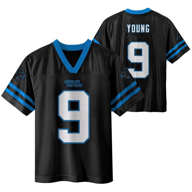 slide 1 of 3, NFL Carolina Panthers Boys' Short Sleeve Jersey - XL, 1 ct
