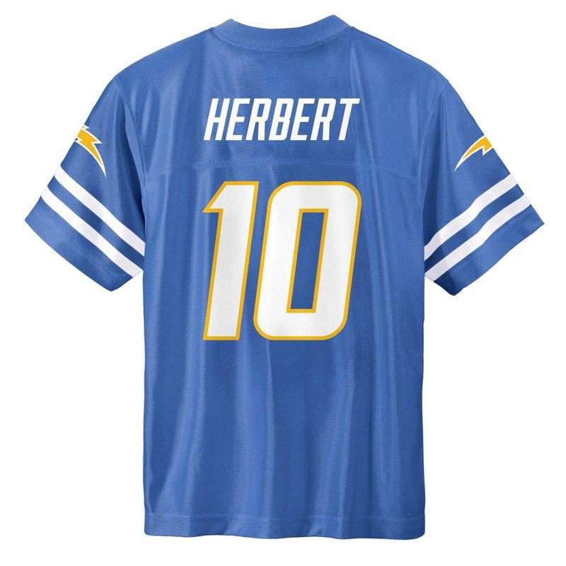 slide 3 of 3, NFL Los Angeles Chargers Justin Herbert Boys' Short Sleeve Jersey - XS, 1 ct