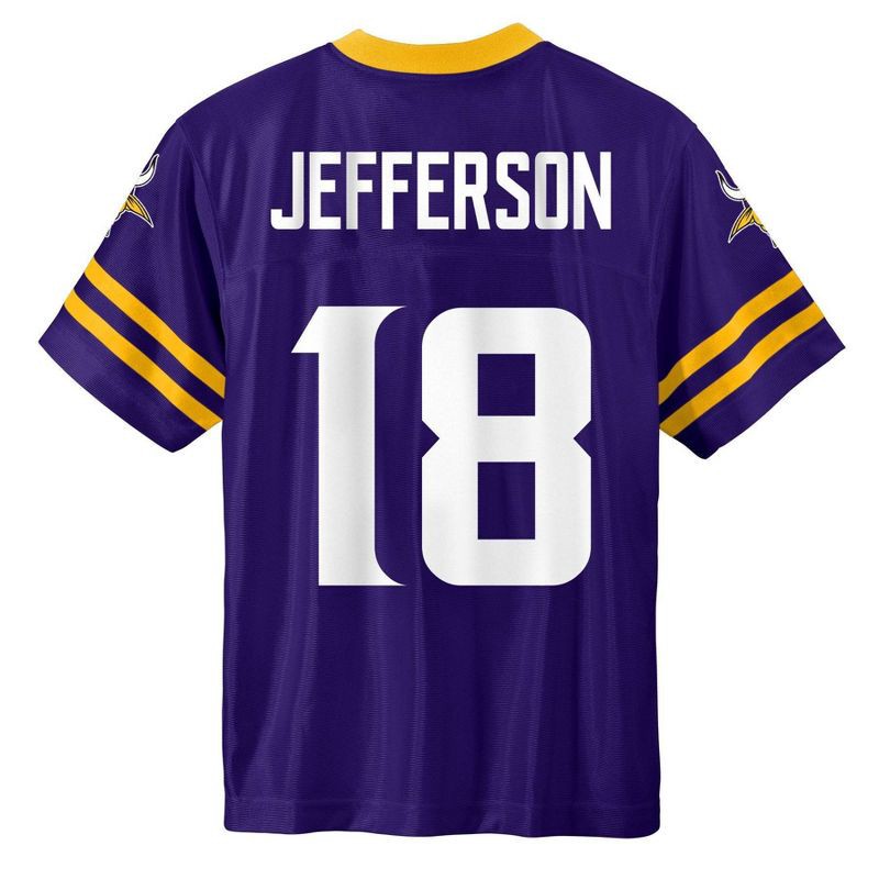 slide 3 of 3, NFL Minnesota Vikings Justin Jefferson Boys' Short Sleeve Jersey - S, 1 ct