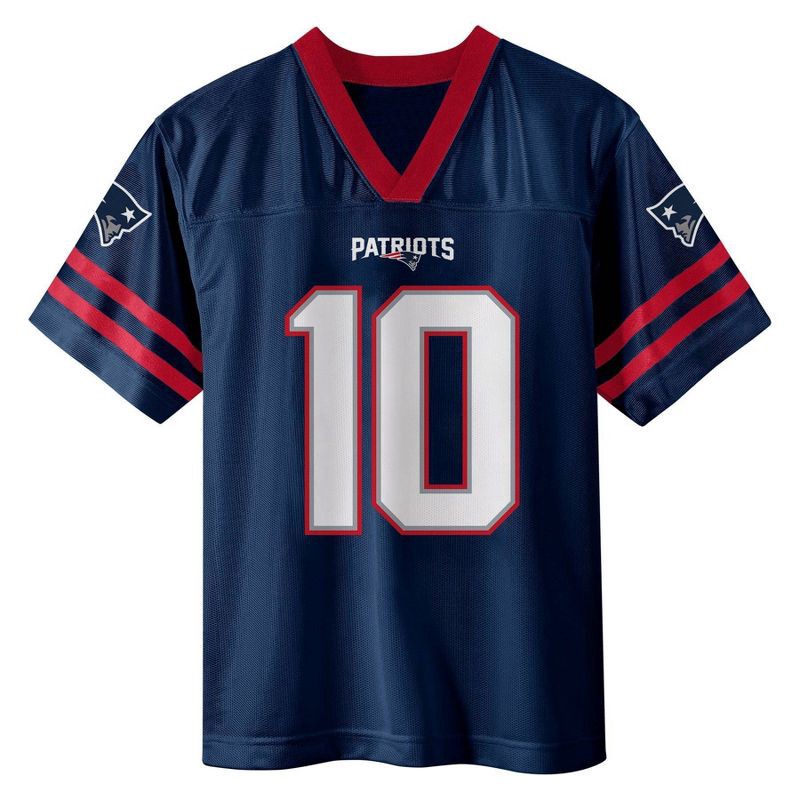 slide 2 of 3, NFL New England Patriots Drake Maye Boys' Short Sleeve Jersey - XL, 1 ct