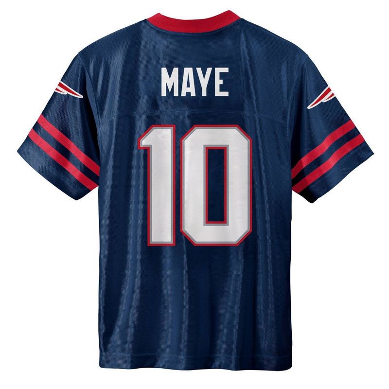 slide 3 of 3, NFL New England Patriots Drake Maye Boys' Short Sleeve Jersey - XL, 1 ct