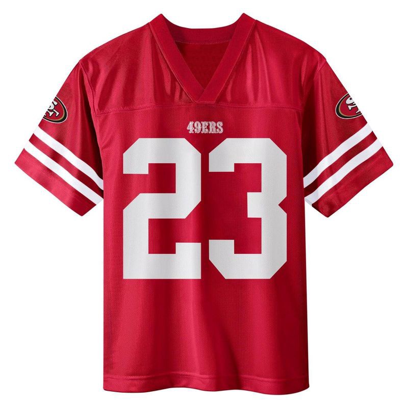 slide 2 of 3, NFL San Francisco 49ers Christian McCaffrey Boys' Short Sleeve Jersey - L, 1 ct