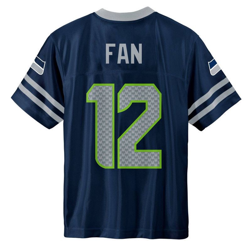 slide 3 of 3, NFL Seattle Seahawks 12 Fan Boys' Short Sleeve Jersey - XS, 1 ct