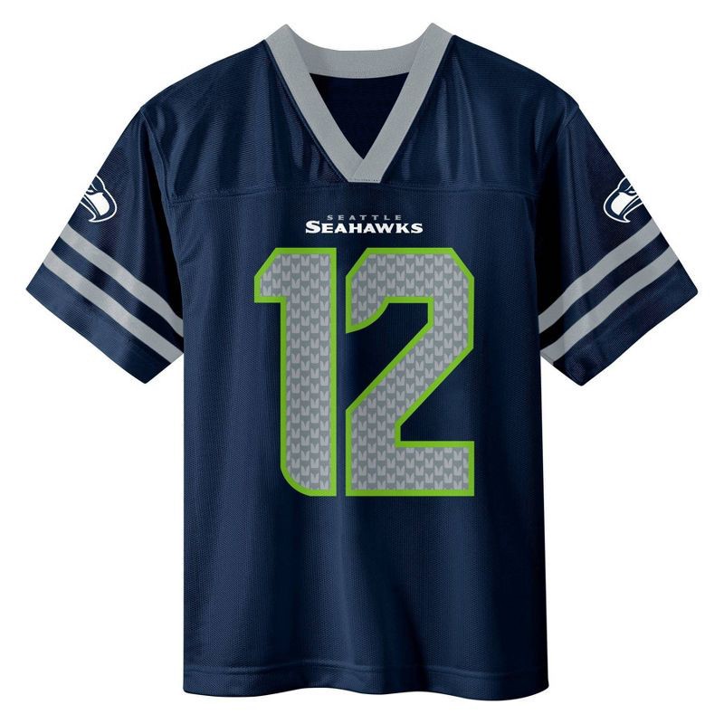 slide 2 of 3, NFL Seattle Seahawks 12 Fan Boys' Short Sleeve Jersey - L, 1 ct