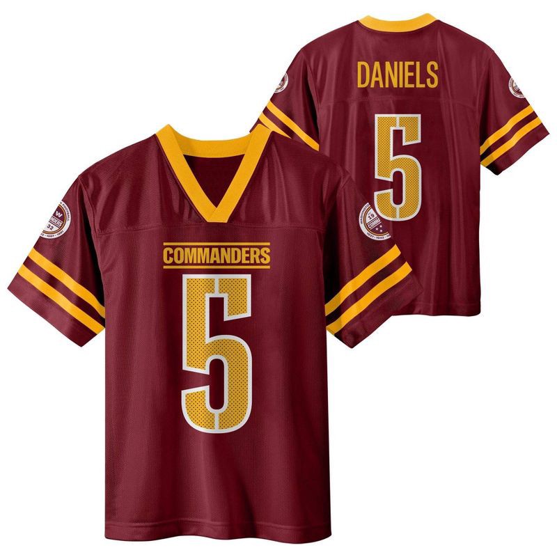 slide 1 of 3, NFL Washington Commanders Jayden Daniels Boys' Short Sleeve Jersey - L, 1 ct