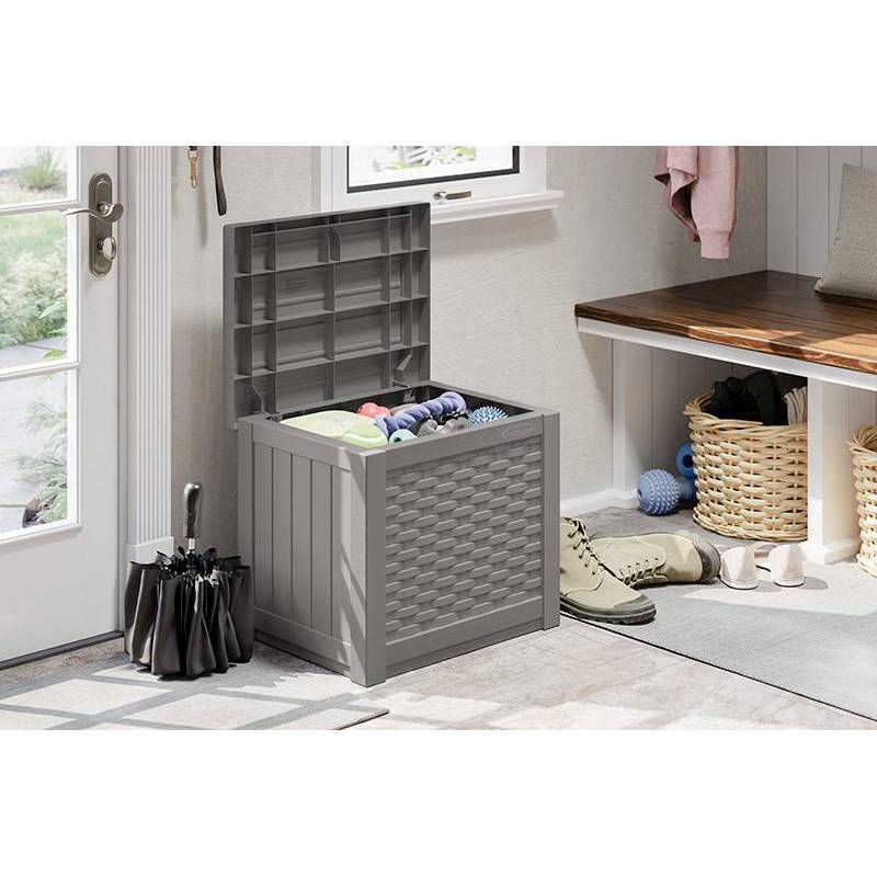 slide 3 of 4, Suncast 22gal Storage Deck Box with Seat Light Gray, 22 gal