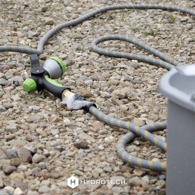 slide 4 of 9, HydroTech 100ft Expandable Burst Proof Hose Yellow, 100 ft