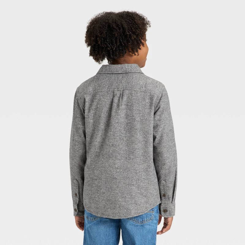 slide 2 of 3, Boys' Long Sleeve Button-Down Flannel Shirt - Cat & Jack™ Dark Gray XL, 1 ct