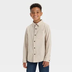 Boys' Long Sleeve Button-Down Flannel Shirt - Cat & Jack™ Tan S