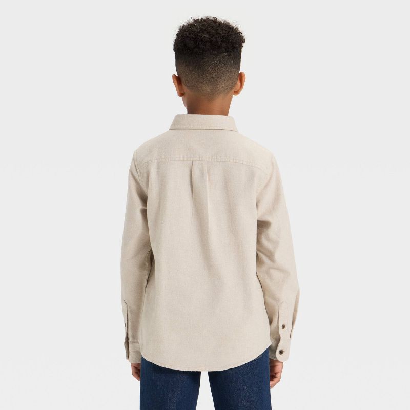 slide 2 of 3, Boys' Long Sleeve Button-Down Flannel Shirt - Cat & Jack™ Tan XL, 1 ct