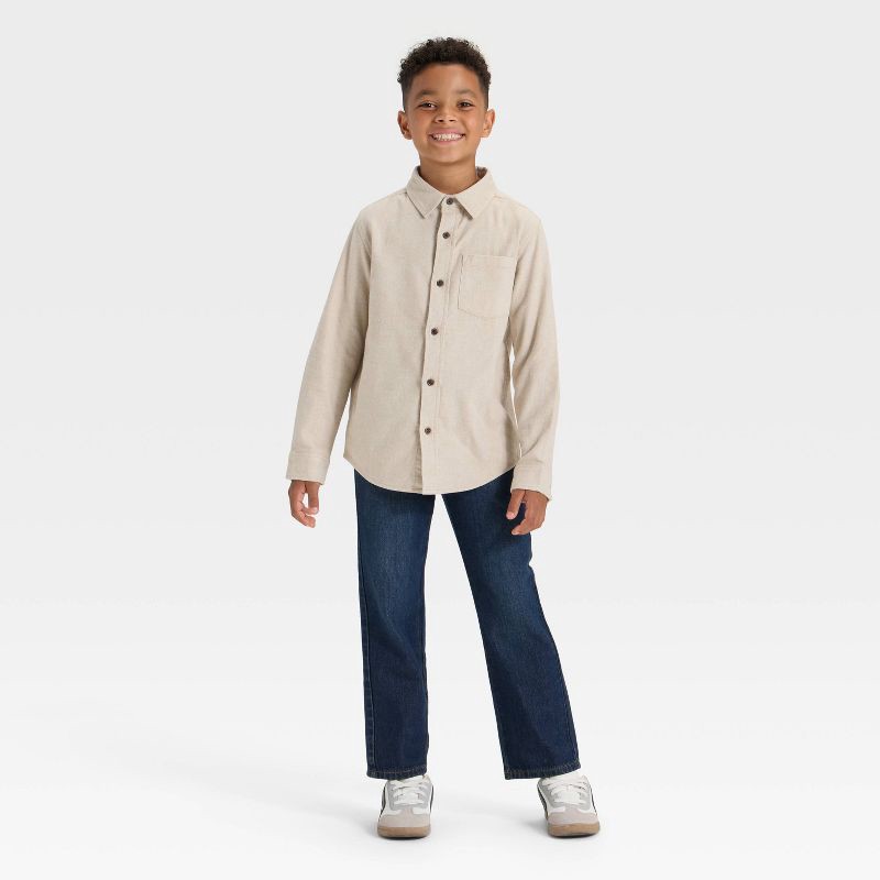 slide 3 of 3, Boys' Long Sleeve Button-Down Flannel Shirt - Cat & Jack™ Tan XL, 1 ct