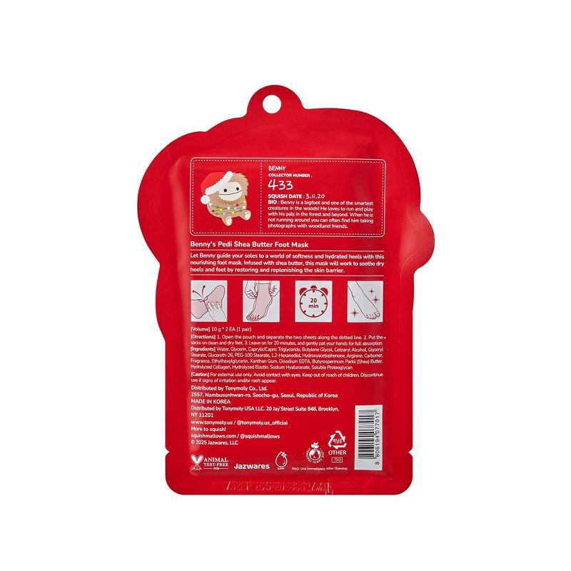 slide 3 of 5, TONYMOLY Pedi Foot Mask - Squishmallows Benny - Holiday Edition, 1 ct